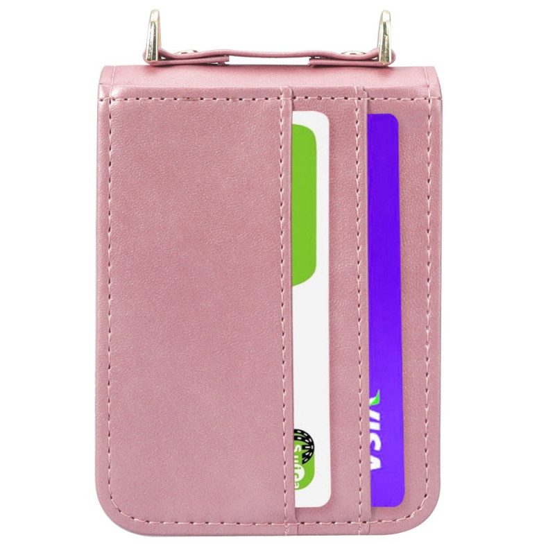 Hoesje voor Samsung Galaxy Z Flip 4 Folio-hoesje Stijl Lederen Kaarthouder En Lanyard