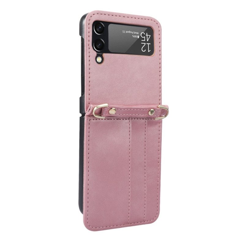 Hoesje voor Samsung Galaxy Z Flip 4 Folio-hoesje Stijl Lederen Kaarthouder En Lanyard