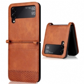 Telefoonhoesje voor Samsung Galaxy Z Flip 4 Folio-hoesje Vintage Lederen Stijl Kaarthouder