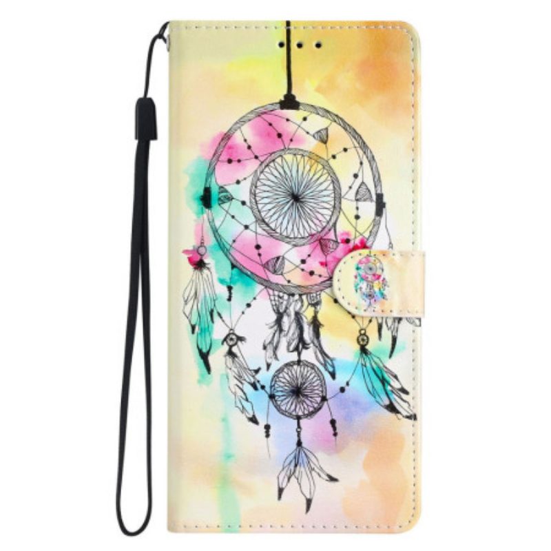 Bescherming Hoesje iPhone 16 Pro Max Aquarel Dromenvanger Met Riem