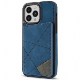 Case Hoesje iPhone 16 Pro Max Telefoonhoesje Kaarthouder Met Geometrisch Patroon