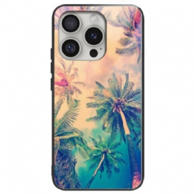 Case Hoesje iPhone 16 Pro Max Telefoonhoesje Palmboom Gehard Glas