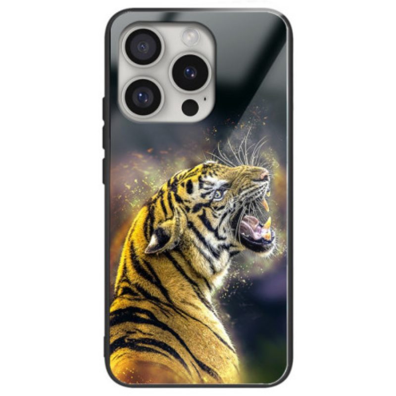 Case Hoesje iPhone 16 Pro Max Telefoonhoesje Roaring Tiger Gehard Glas