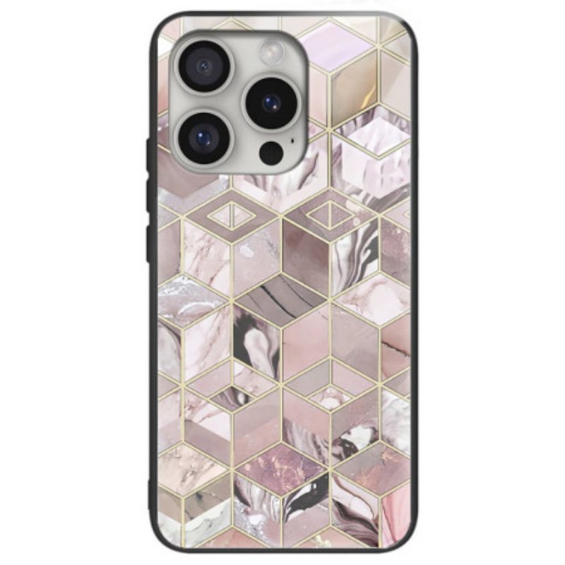 Cover Hoesje iPhone 16 Pro Max Telefoonhoesje Marmeren Blok Gehard Glas