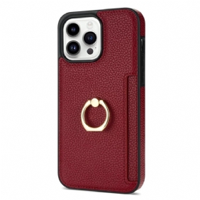 Cover Hoesje iPhone 16 Pro Max Telefoonhoesje Ring Met Leereffect