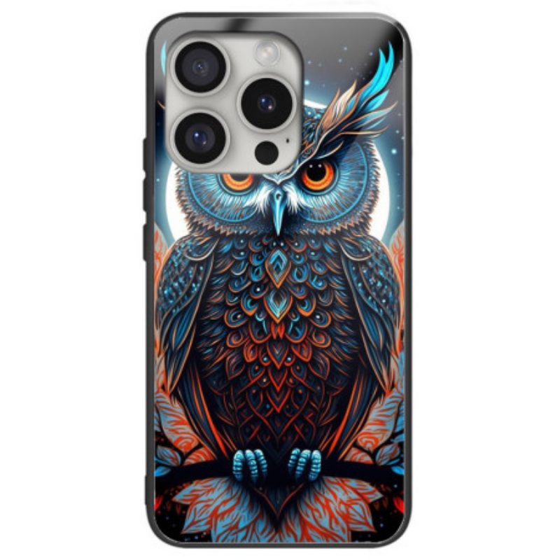 Cover Hoesje iPhone 16 Pro Max Telefoonhoesje Uilenprint Van Gehard Glas