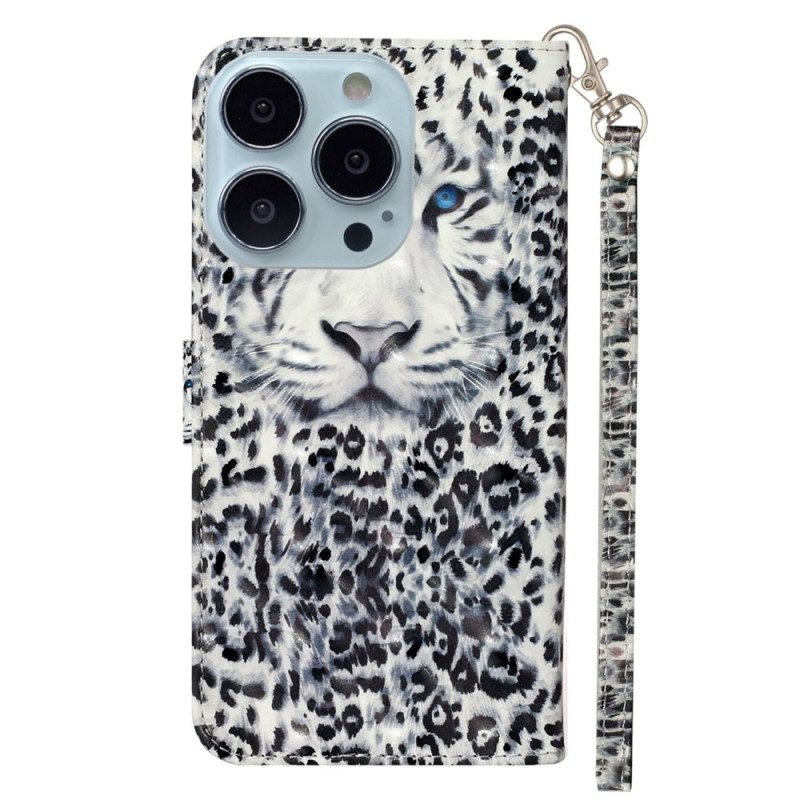 Flip Case Leren iPhone 16 Pro Max Luipaardband