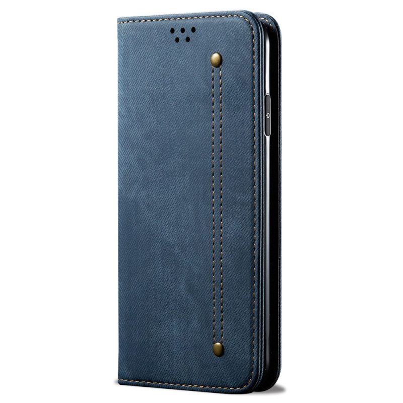 Folio-hoesje iPhone 16 Pro Max Jeansstof Bescherming Hoesje