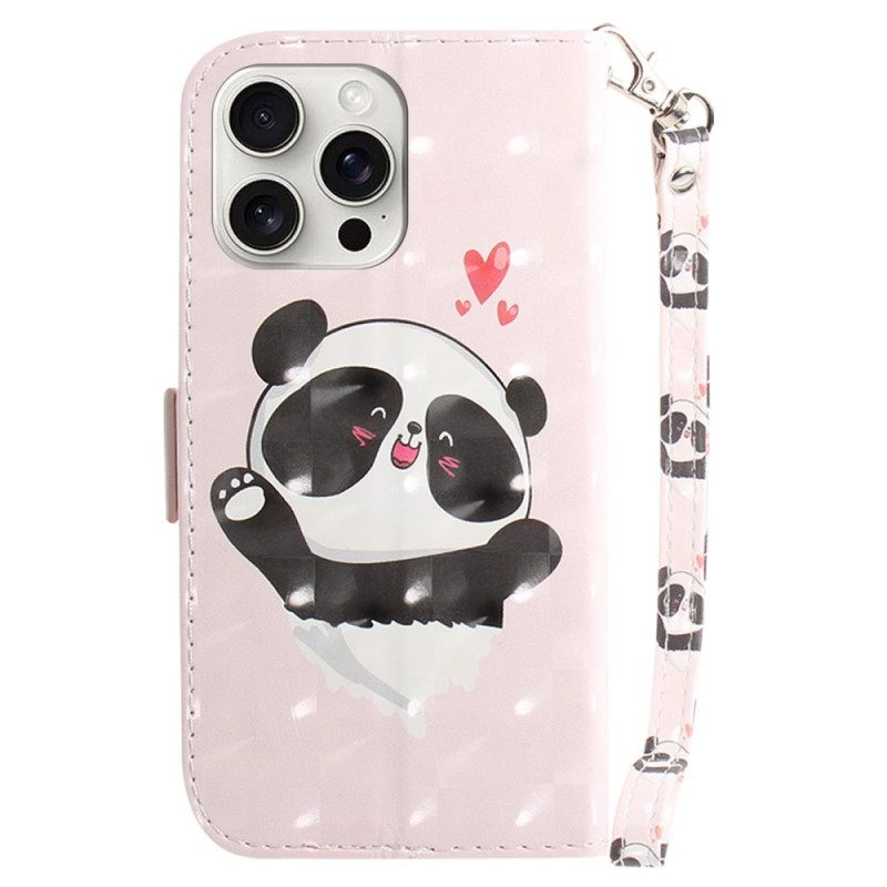 Folio-hoesje iPhone 16 Pro Max Panda Love Met Riempje