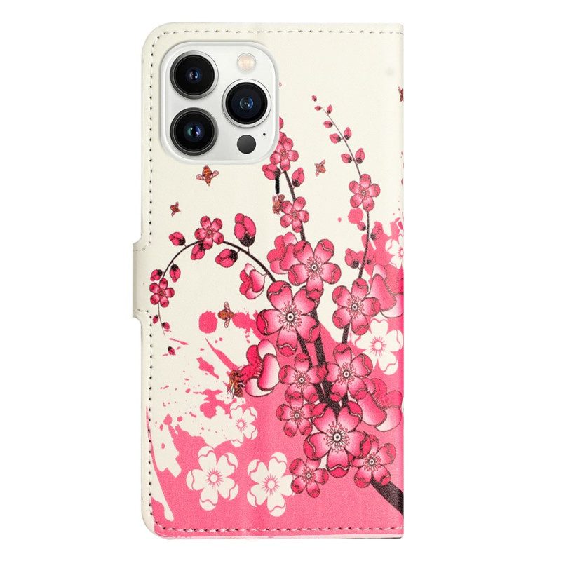 Folio-hoesje iPhone 16 Pro Max Pruimenbloesems