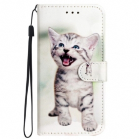 Folio-hoesje iPhone 16 Pro Max Telefoonhoesje Kleine Kat Met Riem