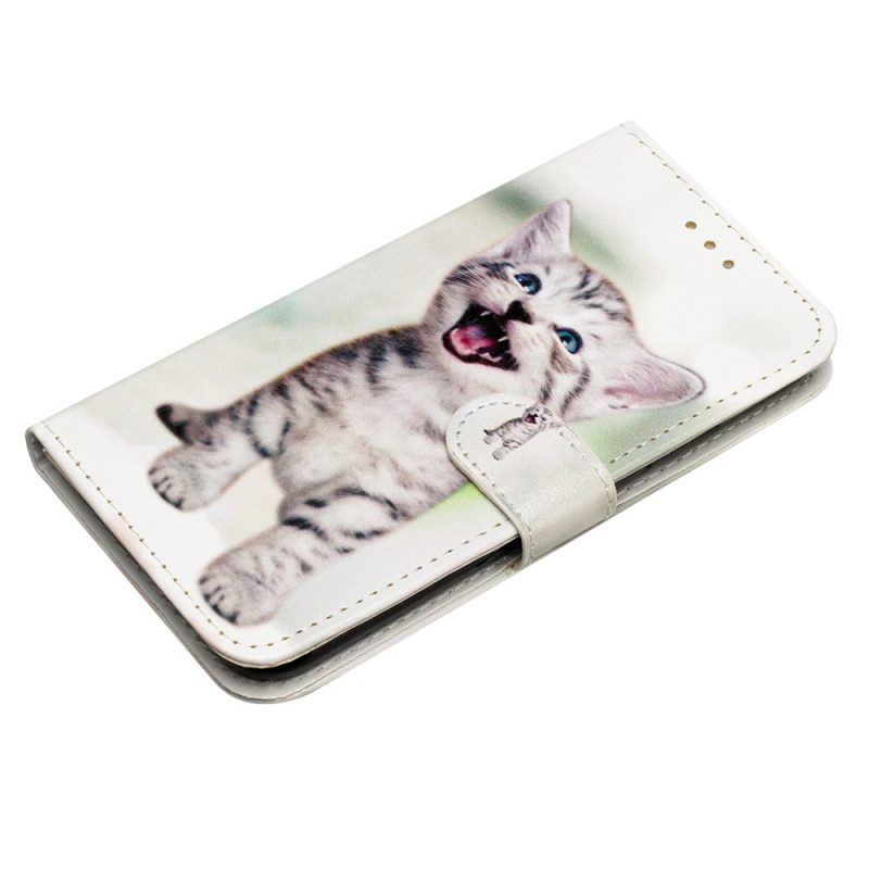 Folio-hoesje iPhone 16 Pro Max Telefoonhoesje Kleine Kat Met Riem