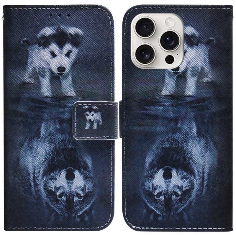 Folio-hoesje iPhone 16 Pro Max Telefoonhoesje Puppydroom