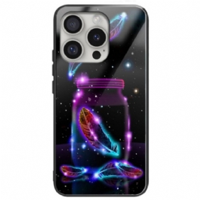 Hoesje iPhone 16 Pro Max Fluorescerende Veer Van Gehard Glas