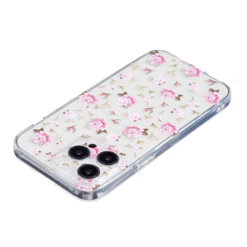 Hoesje iPhone 16 Pro Max Roze Bloemenpatroon Bescherming Hoesje