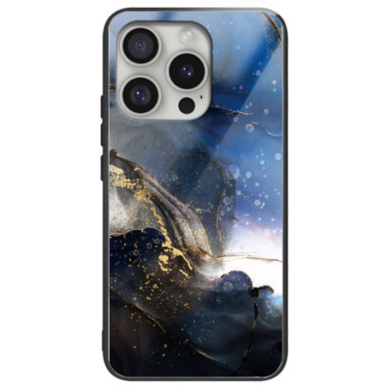 Hoesje Voor iPhone 16 Pro Max Gehard Glas Adelaar Zwart Blauw