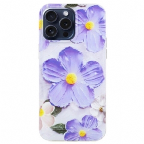 Hoesje Voor iPhone 16 Pro Max Paarse Bloemen