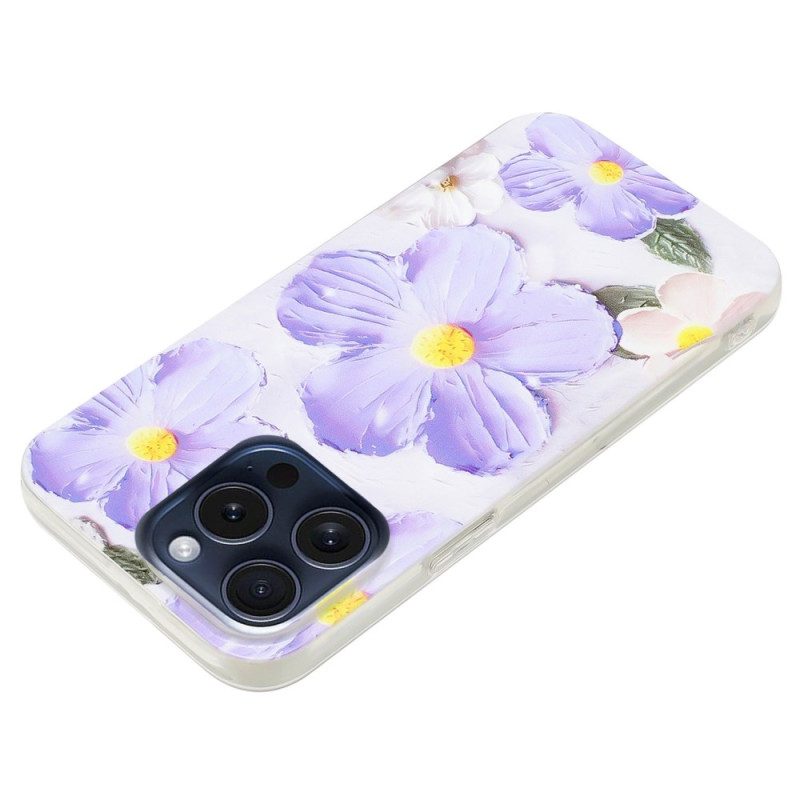 Hoesje Voor iPhone 16 Pro Max Paarse Bloemen