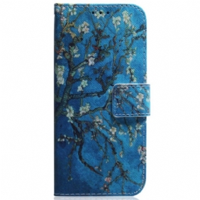 Leren Hoesje iPhone 16 Pro Max Abrikozenbloemen