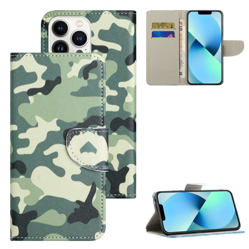 Leren Hoesje iPhone 16 Pro Max Camouflage Bescherming Hoesje