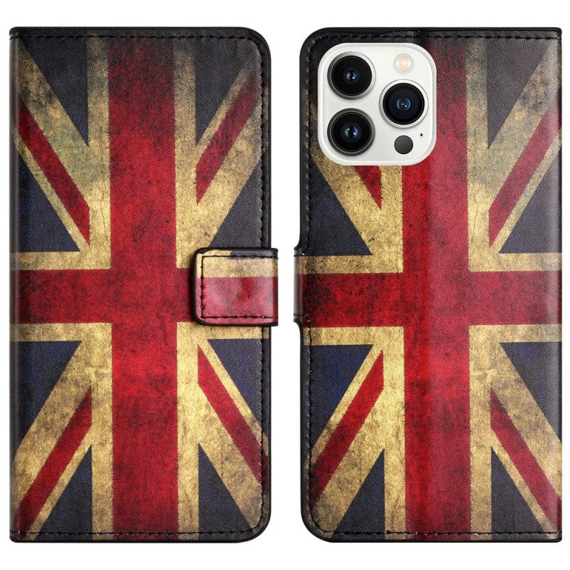 Leren Hoesje iPhone 16 Pro Max Union Jack-vlag Bescherming Hoesje