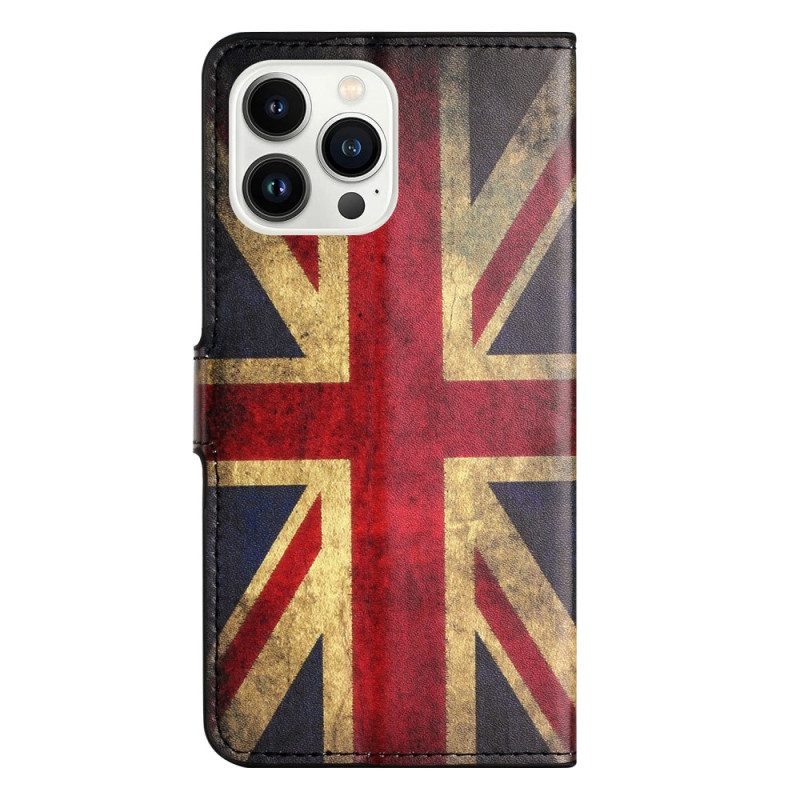 Leren Hoesje iPhone 16 Pro Max Union Jack-vlag Bescherming Hoesje