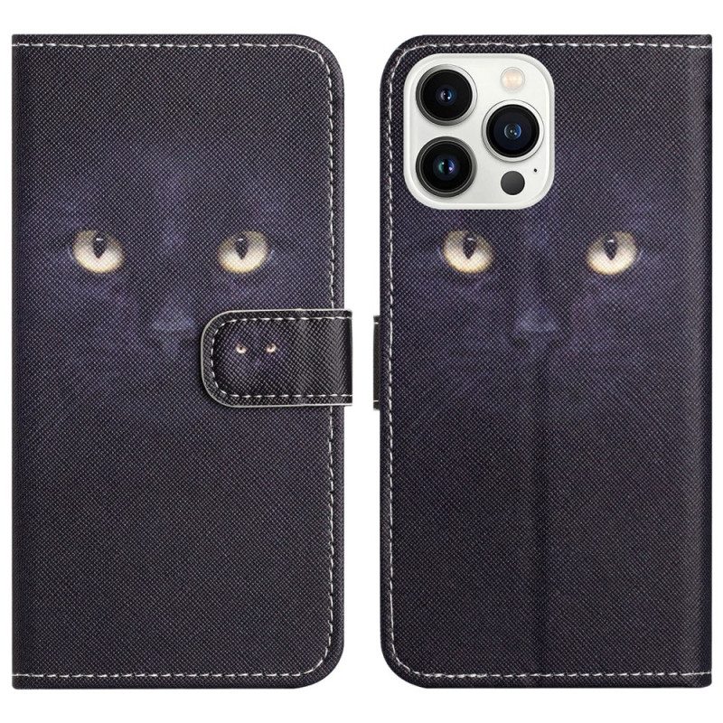 Leren Hoesje Voor iPhone 16 Pro Max Kattenogen Met Bandjes