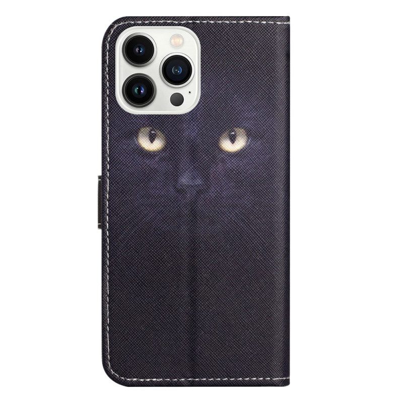 Leren Hoesje Voor iPhone 16 Pro Max Kattenogen Met Bandjes