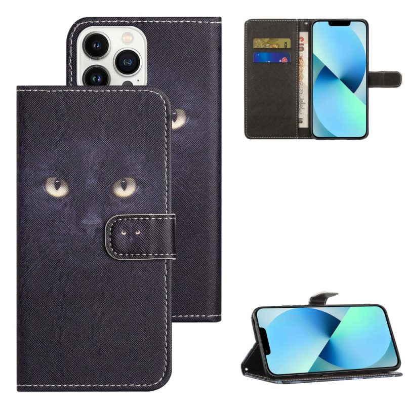 Leren Hoesje Voor iPhone 16 Pro Max Kattenogen Met Bandjes