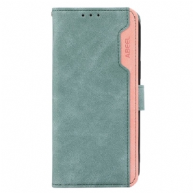 Leren Hoesje Voor iPhone 16 Pro Max Tweekleurige Rfid Abeel