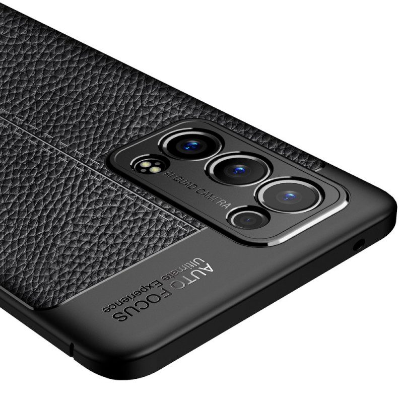 Hoesje voor Oppo Reno 6 Pro 5G Litchi Dubbellijns Leer