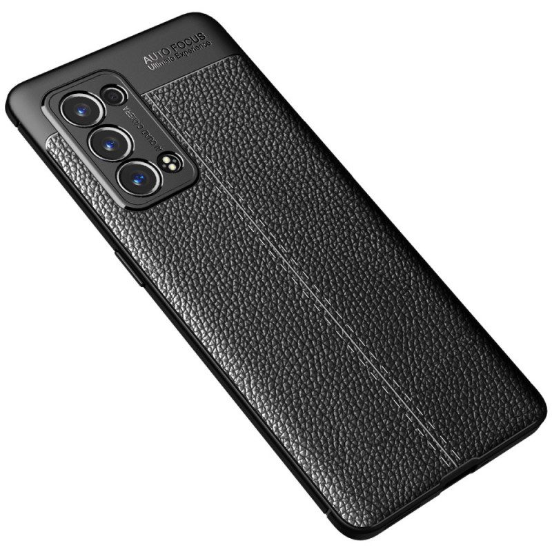 Hoesje voor Oppo Reno 6 Pro 5G Litchi Dubbellijns Leer