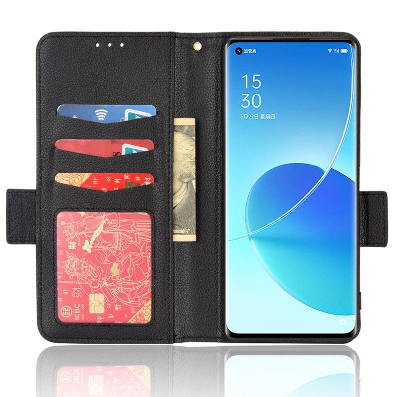 Leren Hoesje voor Oppo Reno 6 Pro 5G Litchi Textuur Multifunctioneel