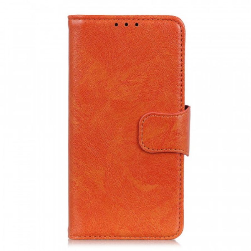 Leren Hoesje voor Oppo Reno 6 Pro 5G Oranje Splitnappaleer