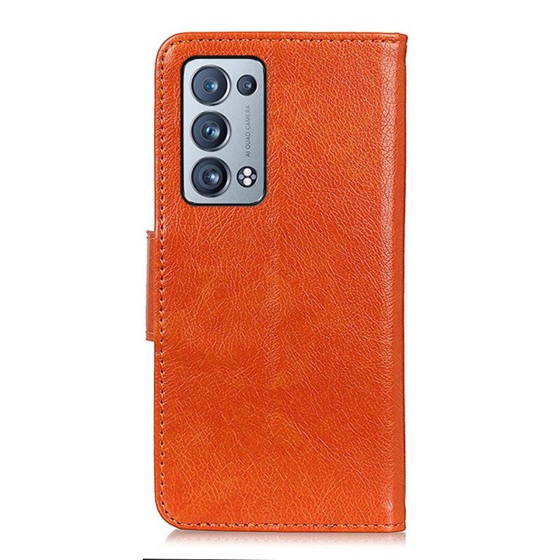 Leren Hoesje voor Oppo Reno 6 Pro 5G Oranje Splitnappaleer