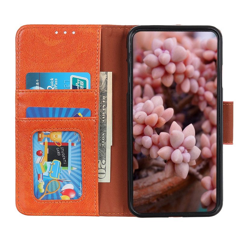 Leren Hoesje voor Oppo Reno 6 Pro 5G Oranje Splitnappaleer