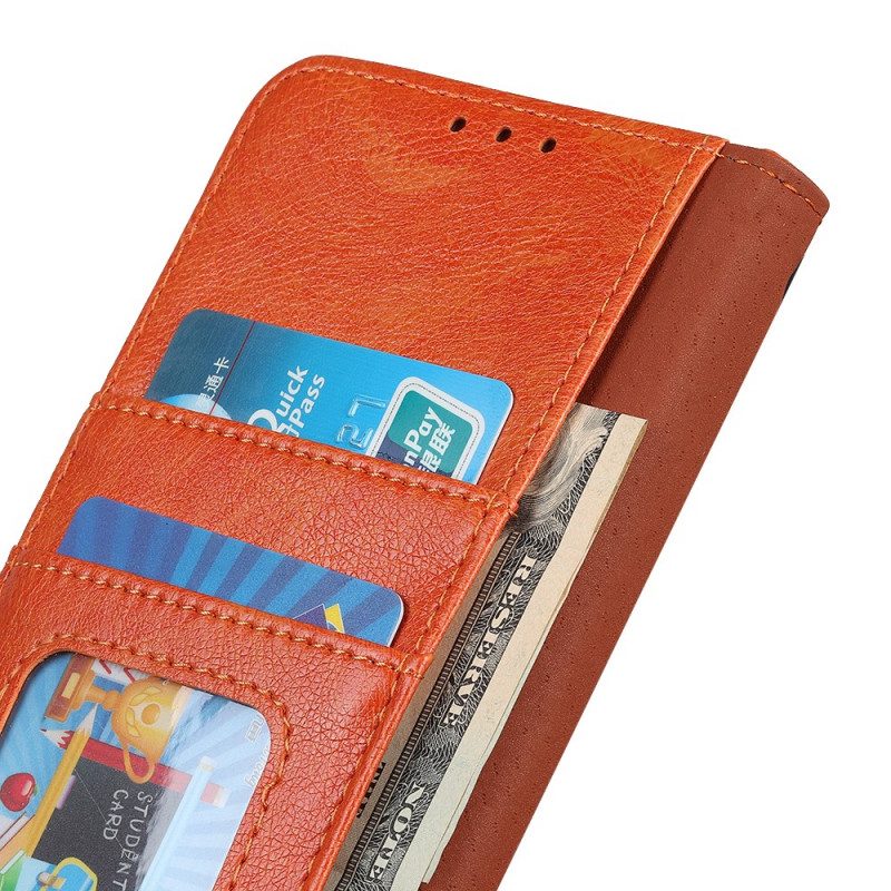 Leren Hoesje voor Oppo Reno 6 Pro 5G Oranje Splitnappaleer