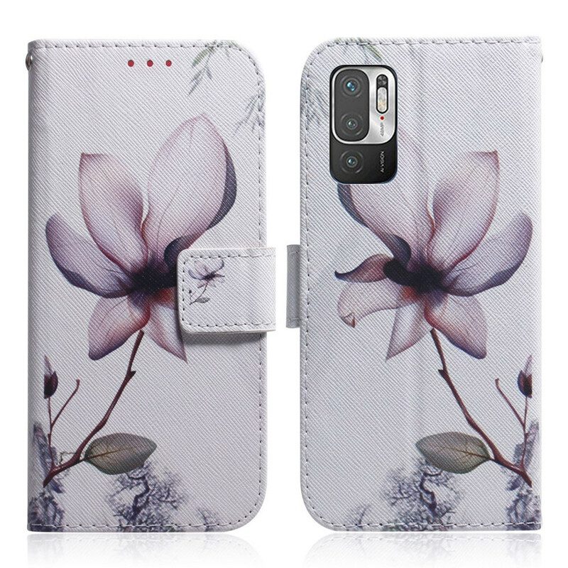 Folio-hoesje voor Xiaomi Redmi Note 10 5G Bloem Stoffig Roze