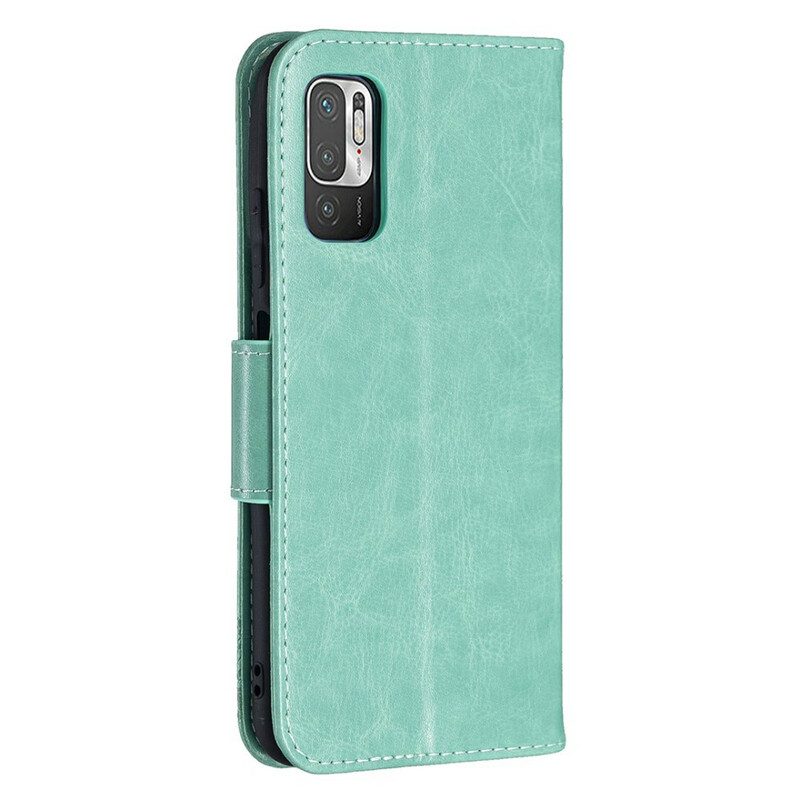 Folio-hoesje voor Xiaomi Redmi Note 10 5G Met Ketting Vlinders Bedrukte Strappy