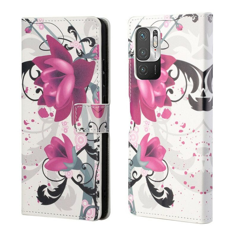 Folio-hoesje voor Xiaomi Redmi Note 10 5G Tropische Bloemen