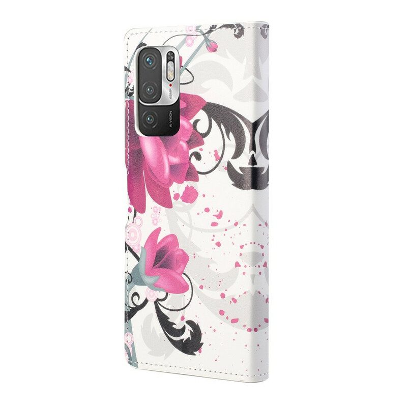 Folio-hoesje voor Xiaomi Redmi Note 10 5G Tropische Bloemen