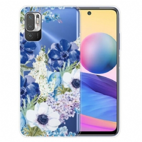 Hoesje voor Xiaomi Redmi Note 10 5G Waterverf Blauwe Bloemen