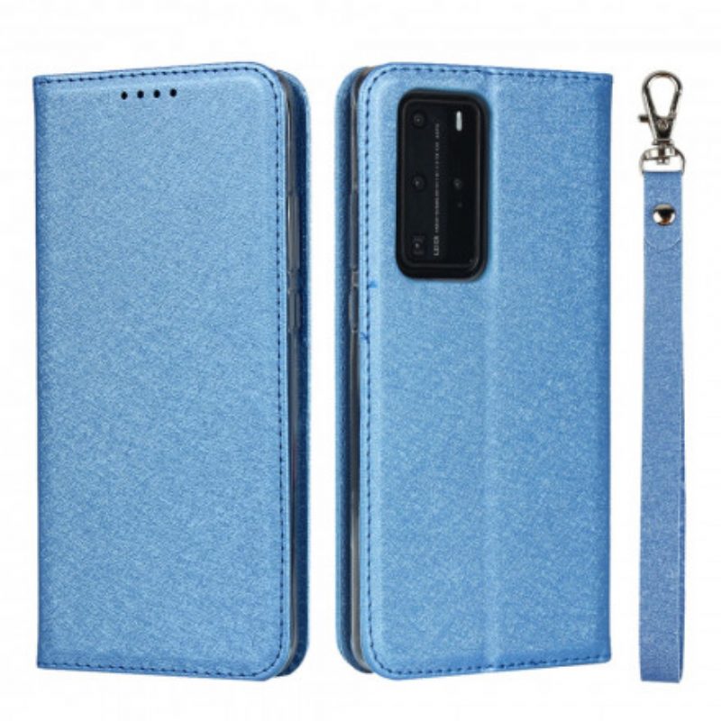 Bescherming Hoesje voor Huawei P40 Pro Folio-hoesje Zachte Lederen Stijl Met Riem