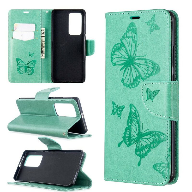 Folio-hoesje voor Huawei P40 Pro Flip Case Vlinders En Schuine Klep