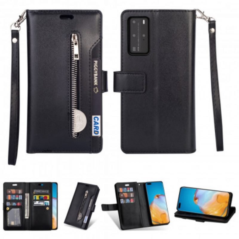 Folio-hoesje voor Huawei P40 Pro Portemonnee Met Lanyard