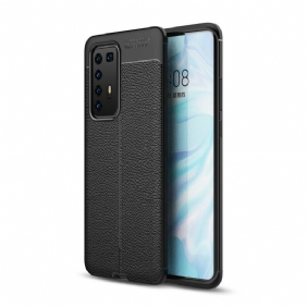 Hoesje voor Huawei P40 Pro Dubbellijnig Litchi-leereffect