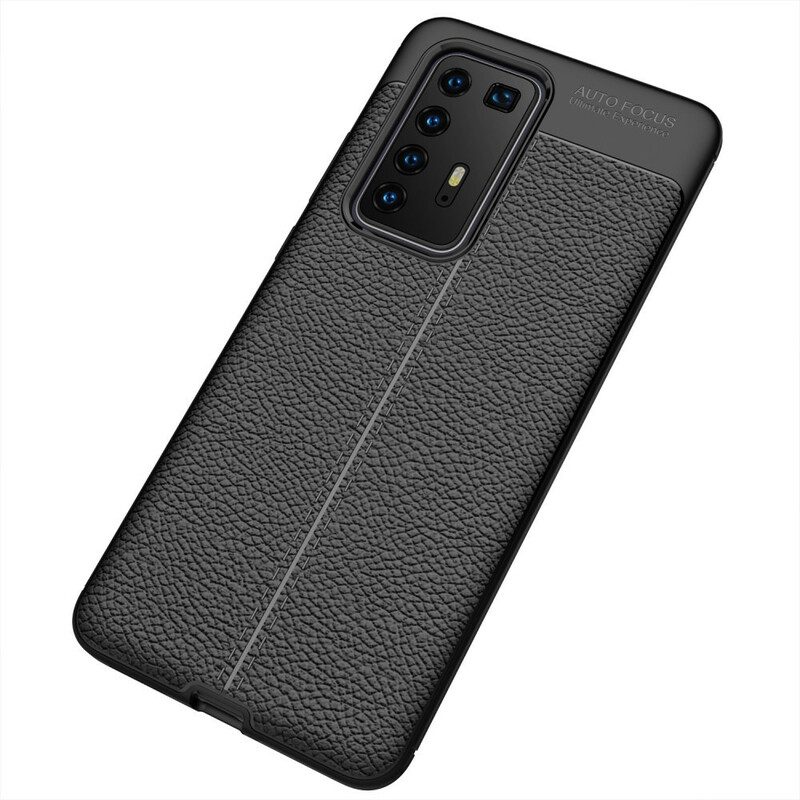 Hoesje voor Huawei P40 Pro Dubbellijnig Litchi-leereffect