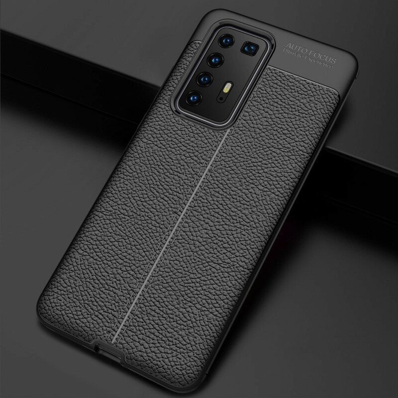 Hoesje voor Huawei P40 Pro Dubbellijnig Litchi-leereffect