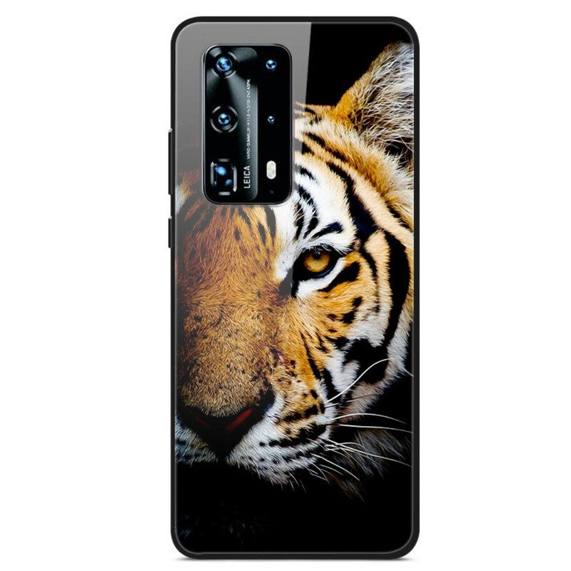 Hoesje voor Huawei P40 Pro Realistisch Tijger Gehard Glas