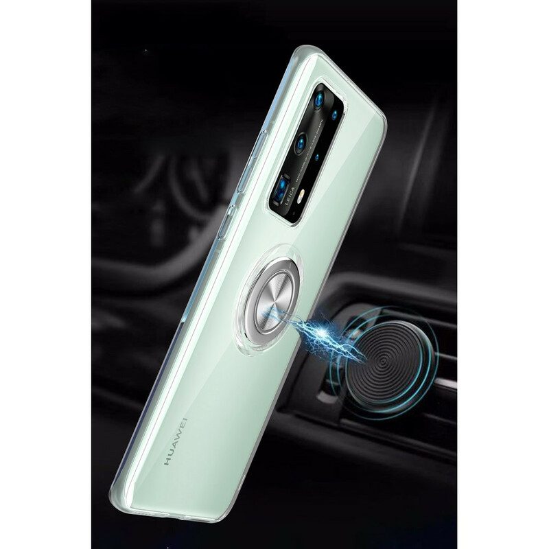 Hoesje voor Huawei P40 Pro Siliconen Metalen Roterende Ring